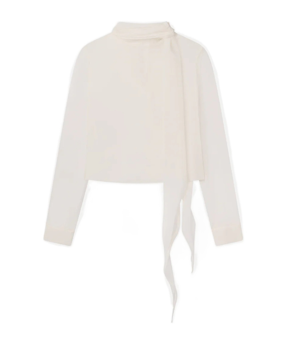 Frame Scarf Collar Top In White