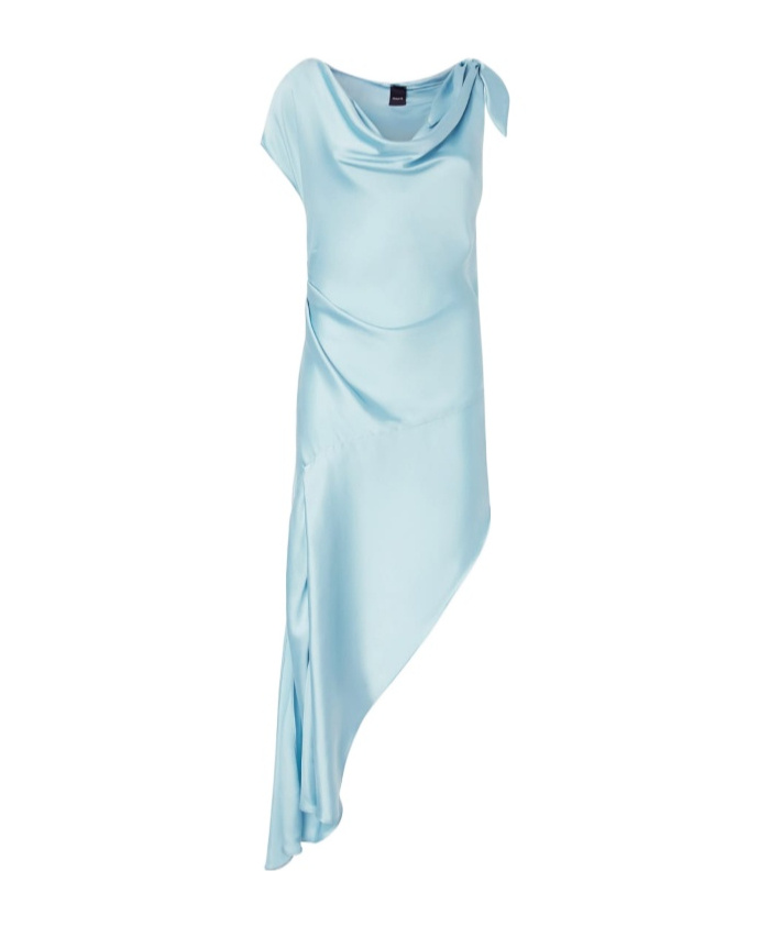 Pinko Asymmetric Special-occasion Midi Dress In Satin In Blue