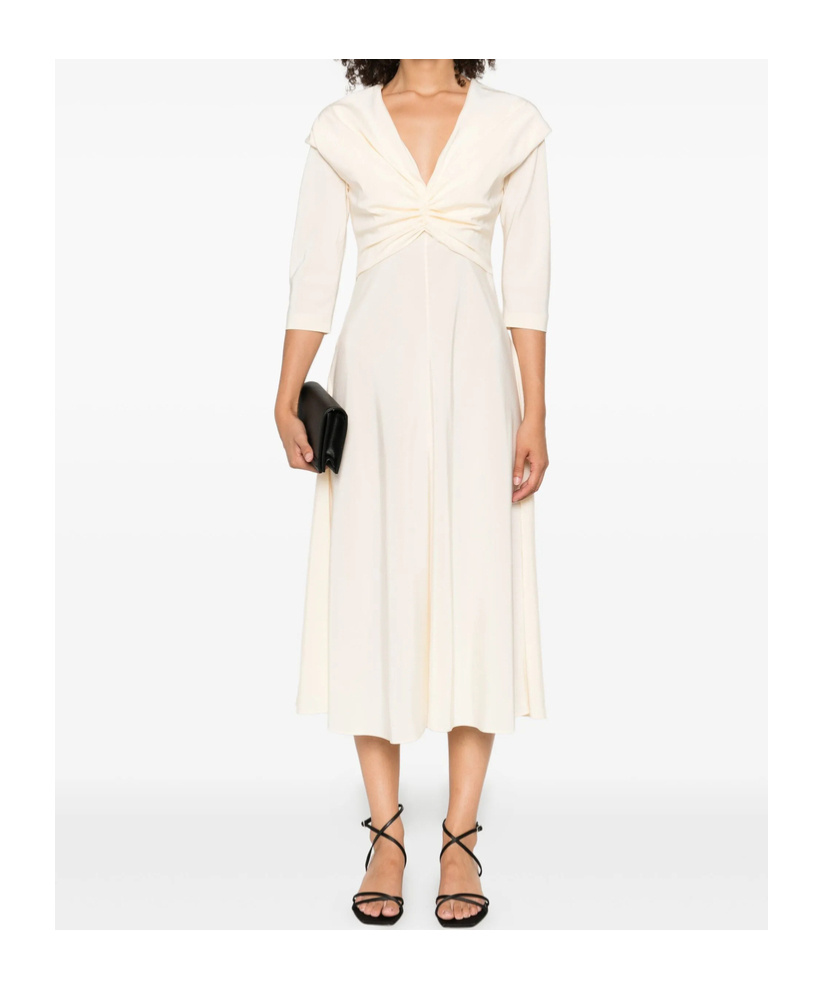 Alberta Ferretti Stretch-silk Midi Dress In White