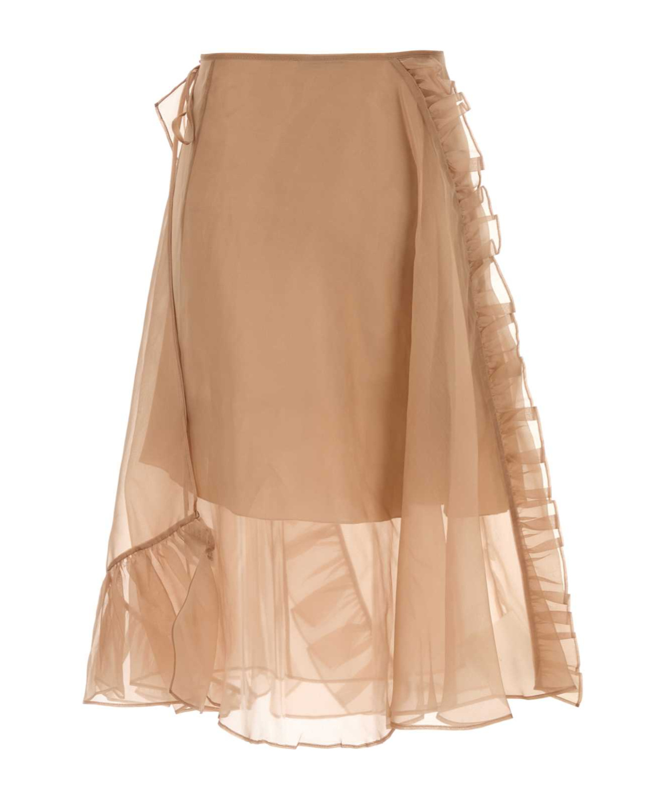 Cecilie Bahnsen Sheer Fabric Wrap Skirt With Ruffle Detail