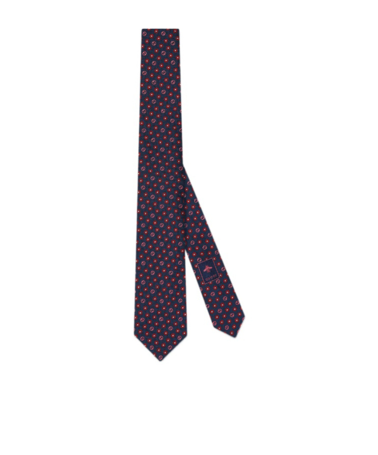 Gucci Silk Jacquard Tie In Blue