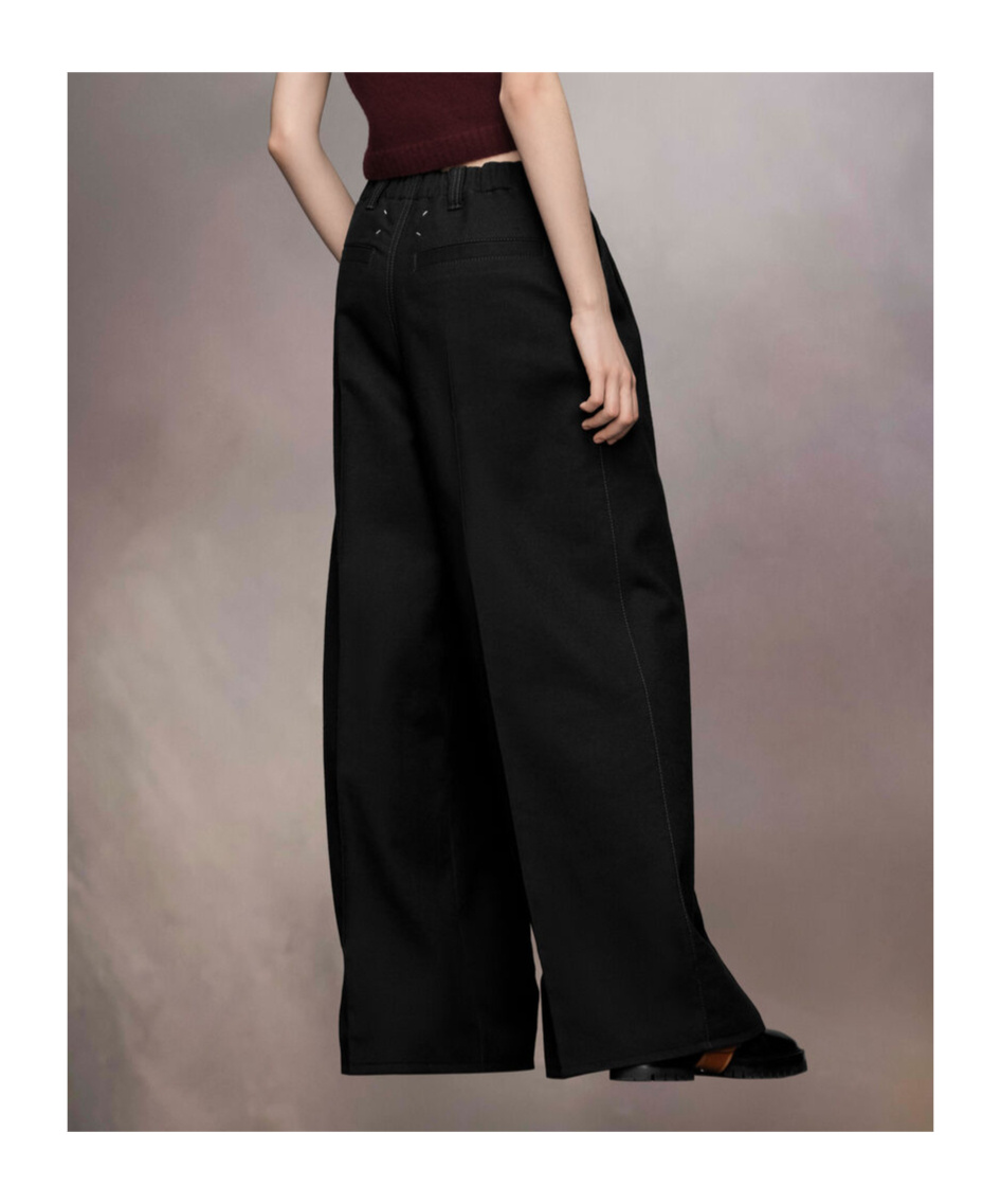 Maison Margiela Pleated Wool Trousers Woman Black In Black