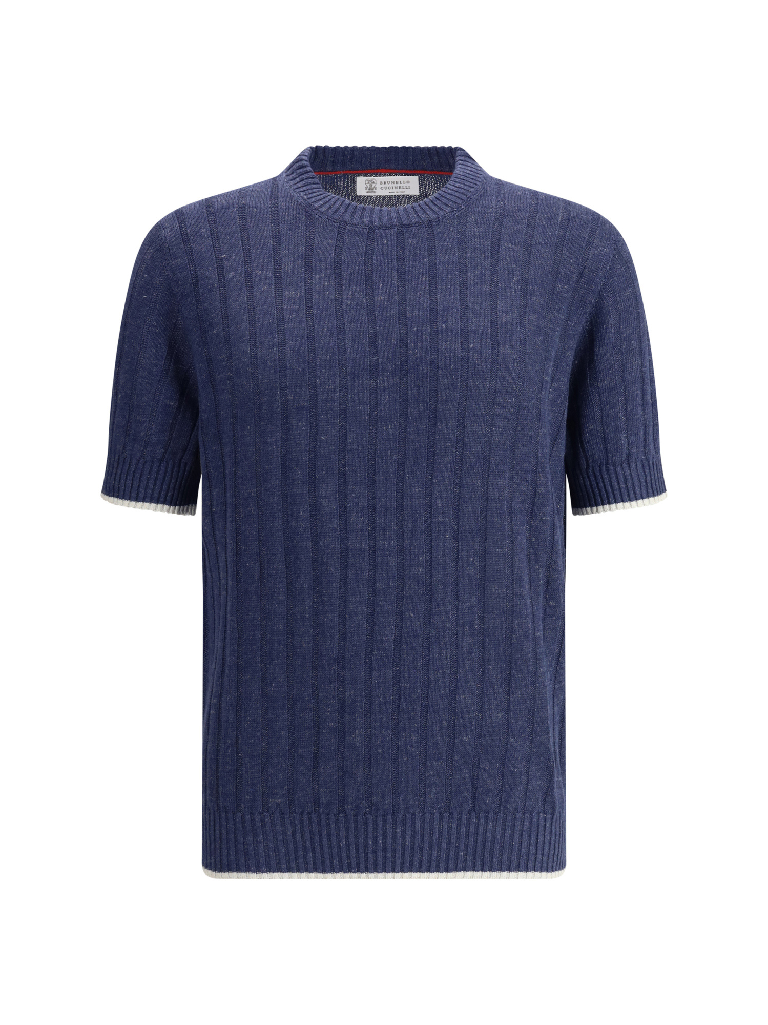 Brunello Cucinelli Rib-knit Linen And Cotton Sweater In Blue