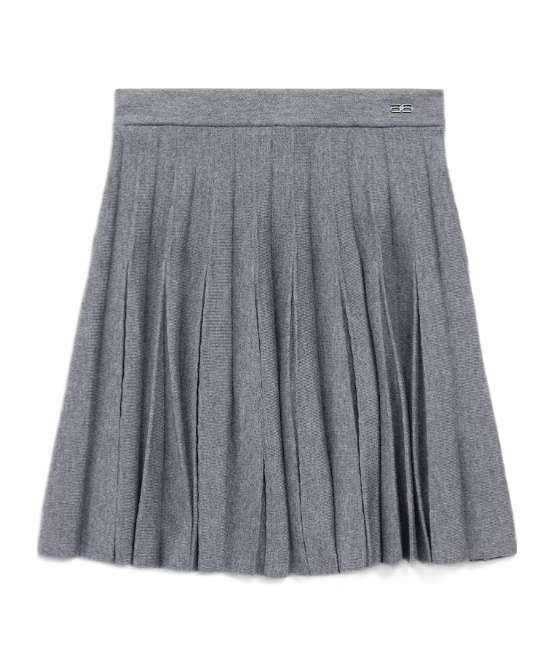 Balenciaga Pleated Knit Mini Skirt In Gray