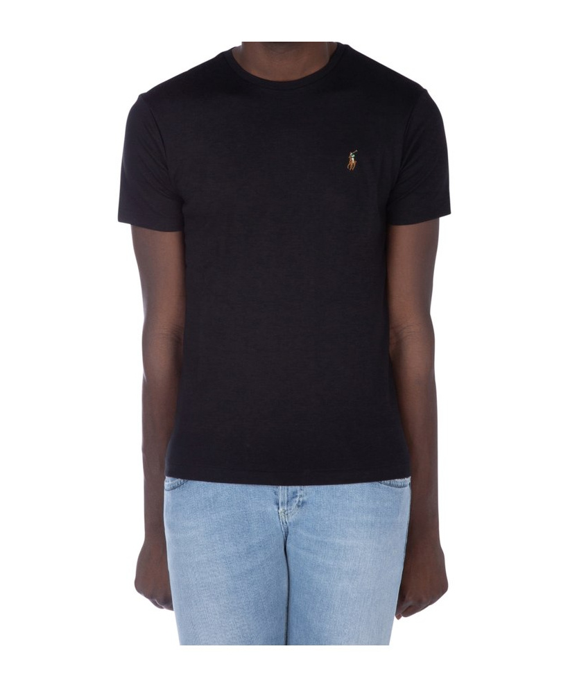 Polo Ralph Lauren Custom Slim-fit In Pima Cotton T-shirt In Black