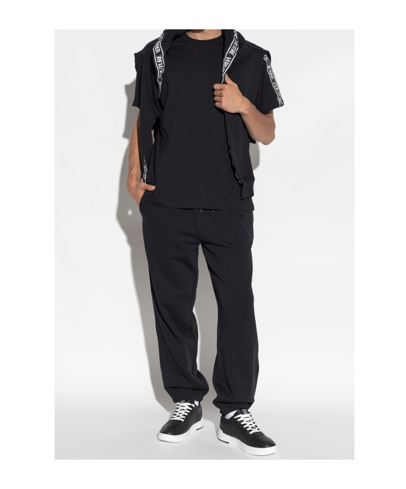 Versace Jeans Couture Logo Print Crewneck T-shirt In Black