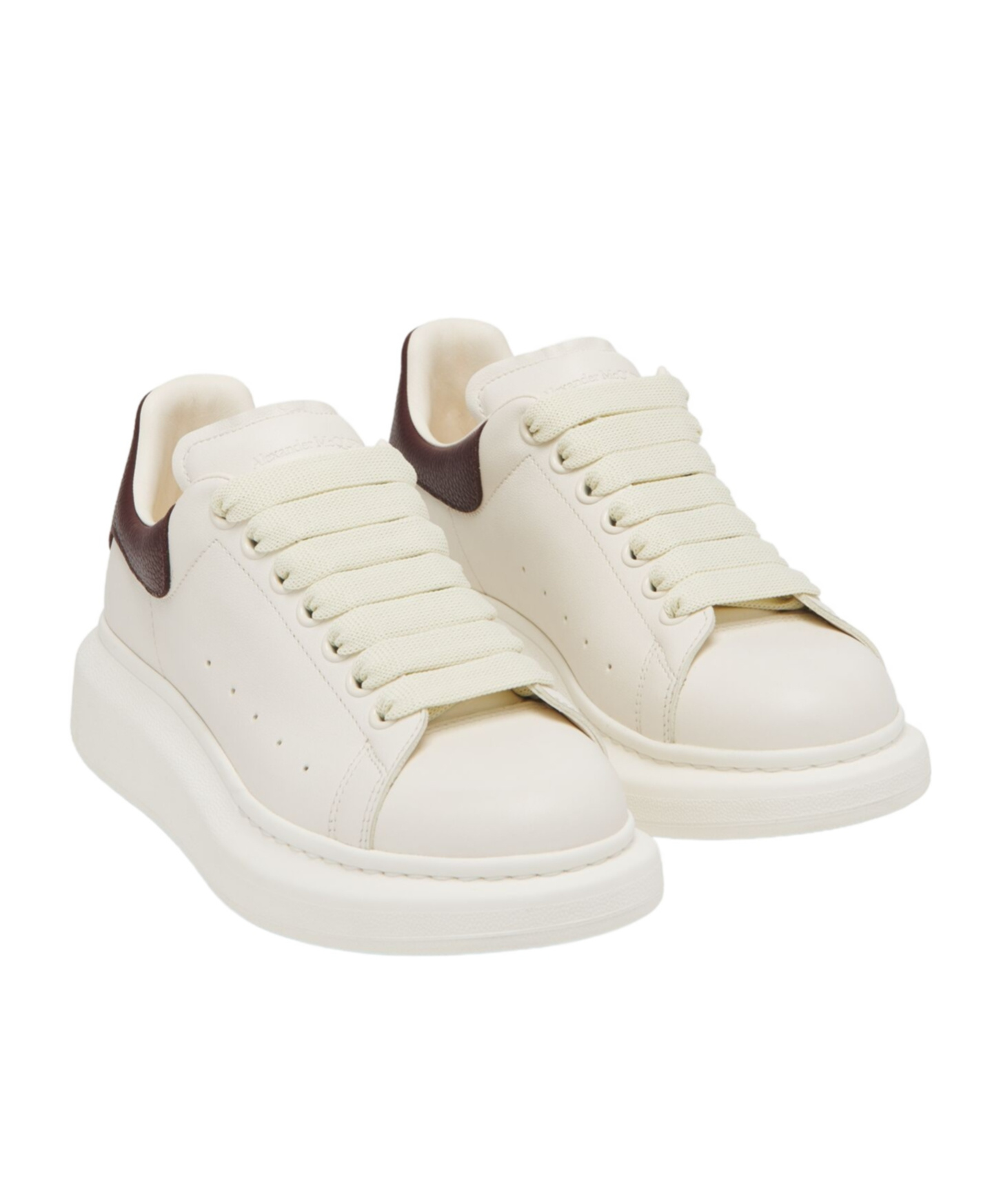 Alexander Mcqueen White Low-top Sneakers With Chunky Sole And Contrasting Heel Tab In Leather Man In Brown