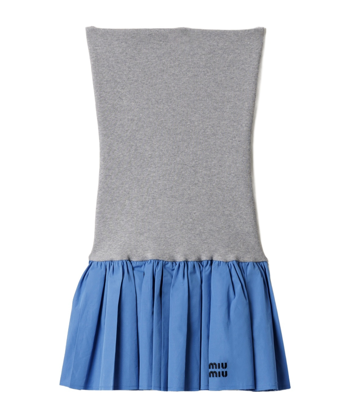 Miu Miu Poplin And Jersey Miniskirt In Multi