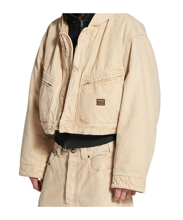 Balenciaga Men's Cropped Hooded Workwear Jacket In Beige In Neutral