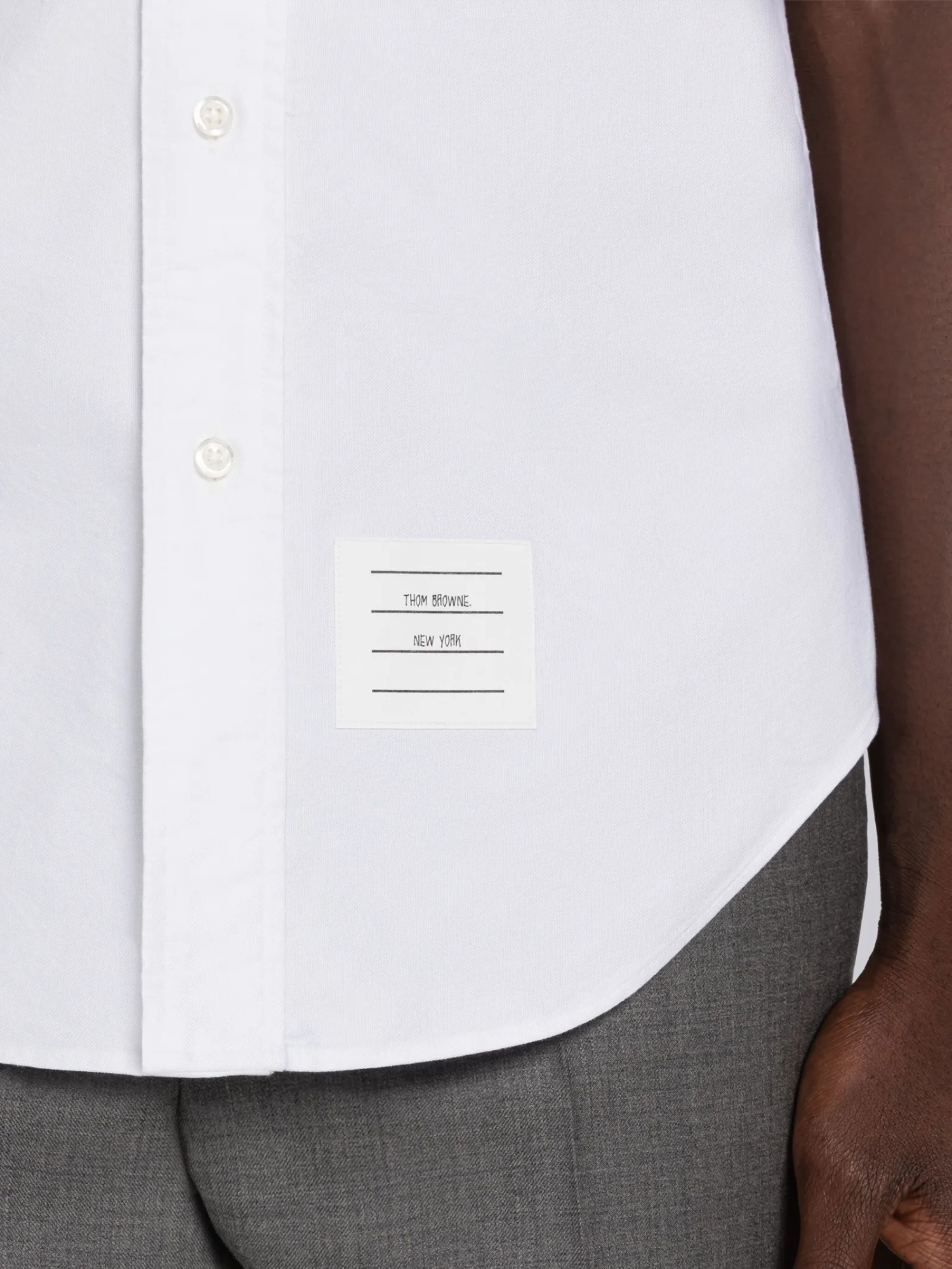 Thom Browne Stripe Armband Short Sleeve Oxford Shirt In White