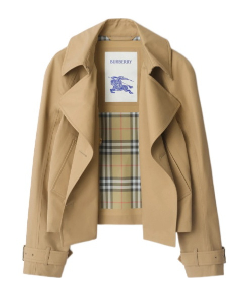 Burberry Cropped Cotton Trench Jacket In Brown