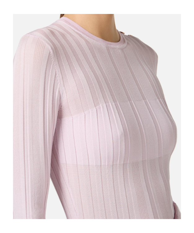 Elisabetta Franchi Sheer-detailed Cotton Sweater In Neutral