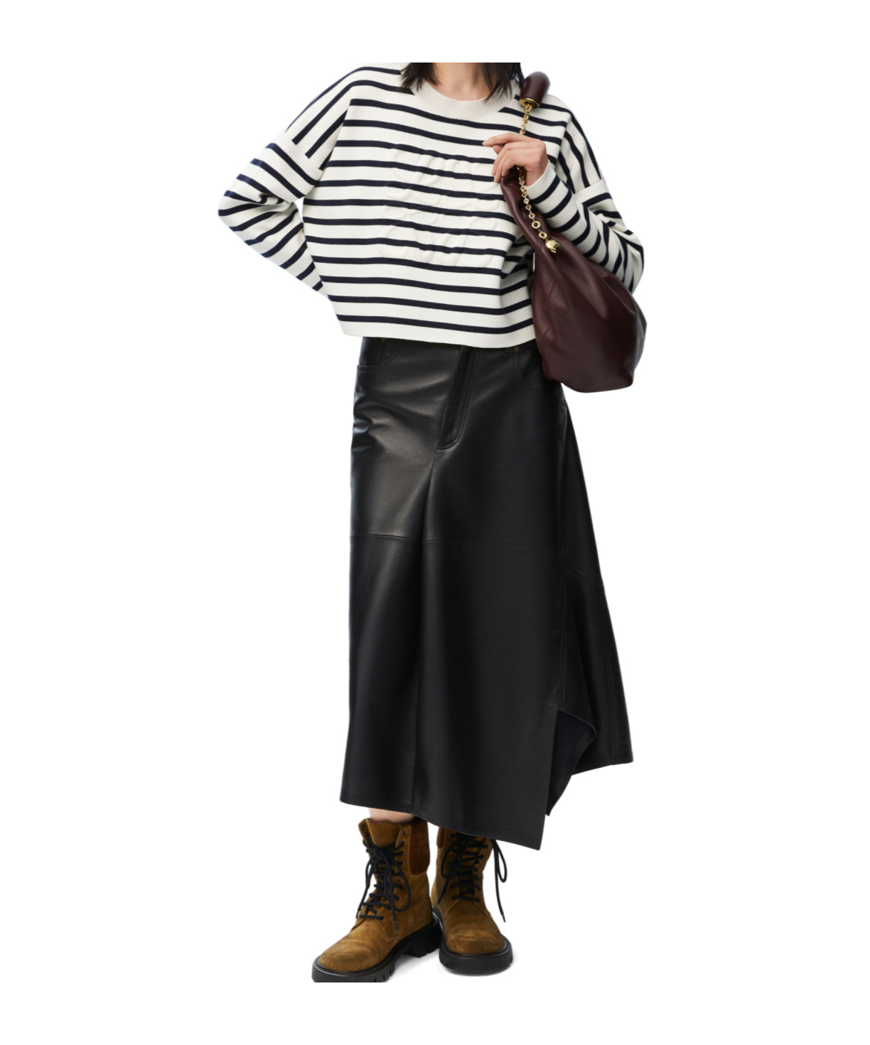 Loewe Striped Wool-blend Sweater With Anagram Detail In White