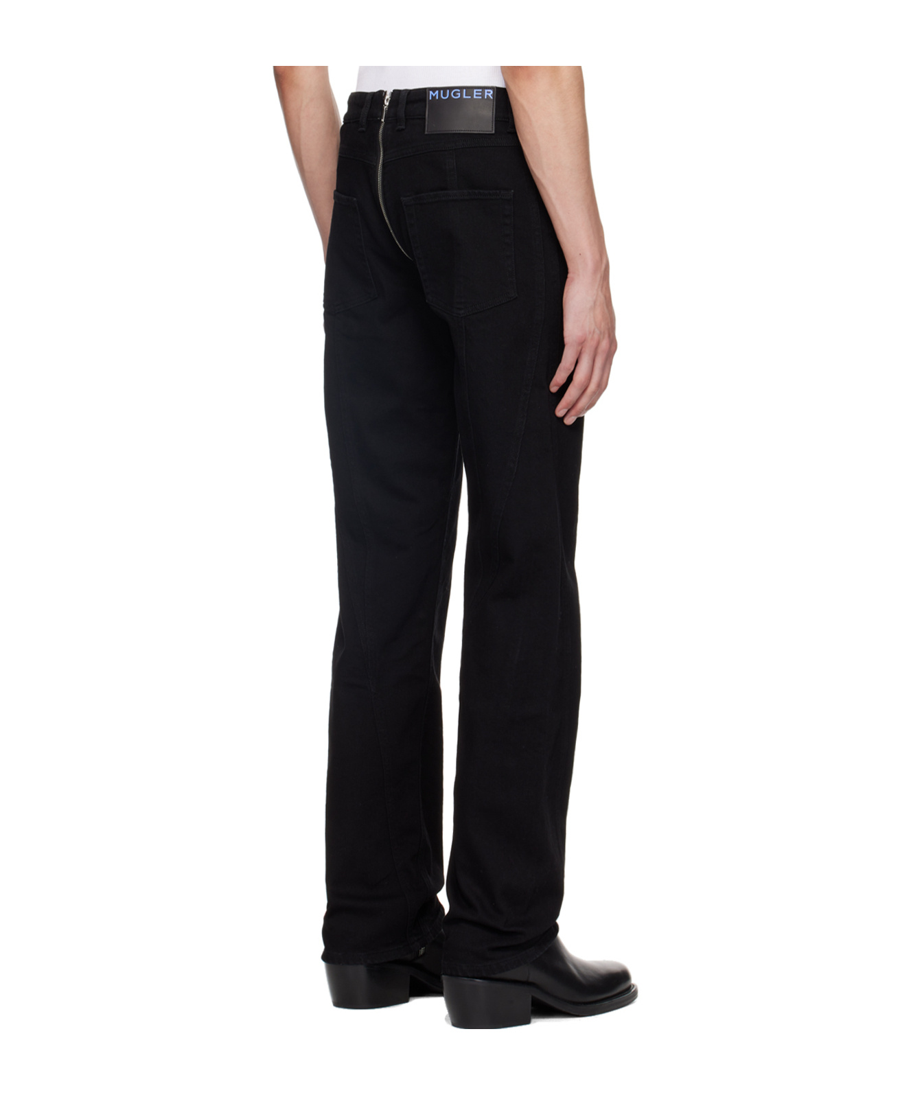 Mugler Zippered Wrangler Jeans In Black
