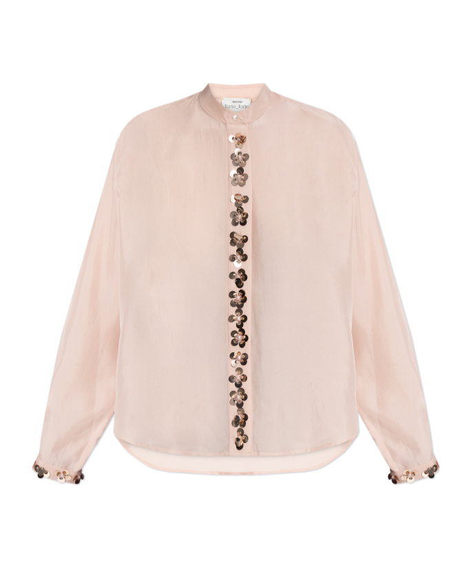 Forte Forte Flower-embellished Shirt In Pink
