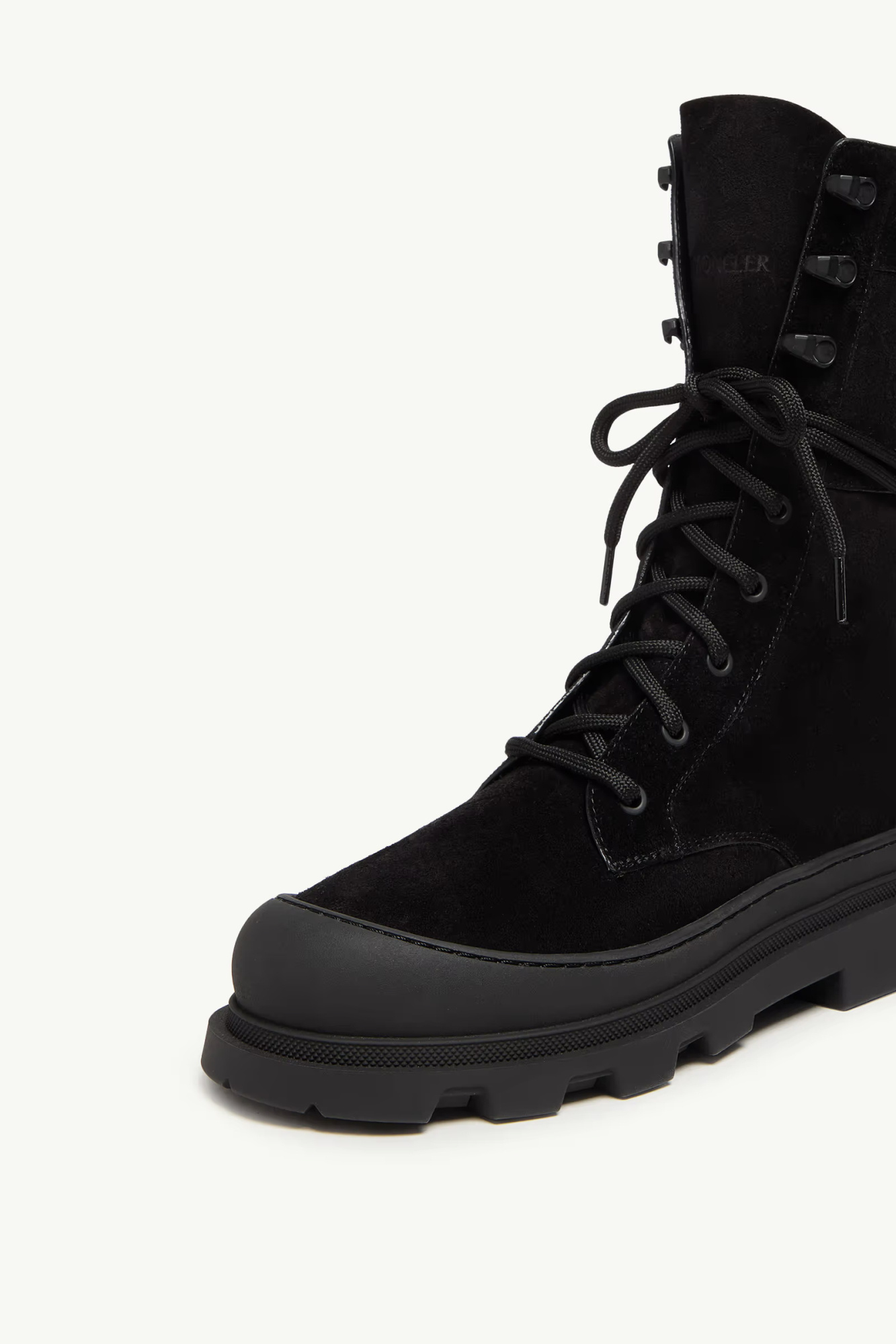 Moncler Vera High Suede Lace-up Boots In Black