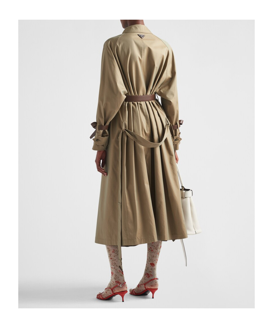 Prada Single-breasted Cotton Twill Trench Coat In Green