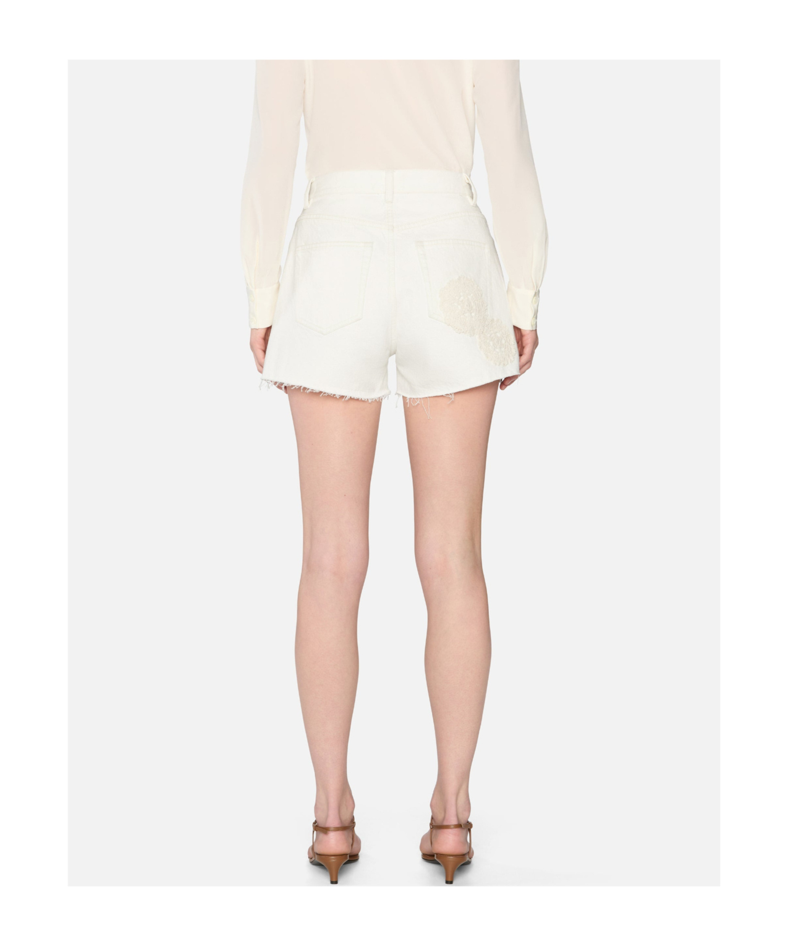 Frame Crochet Detail Shorts In White