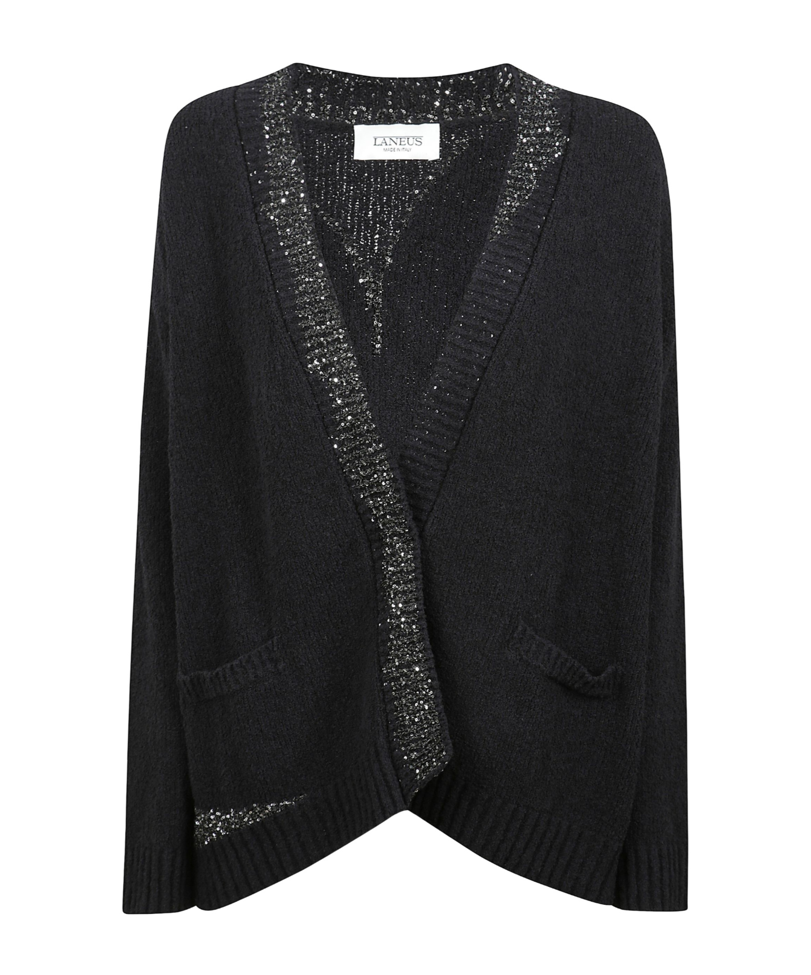 Laneus Logo Lacquard Boxy Cardigan In Black