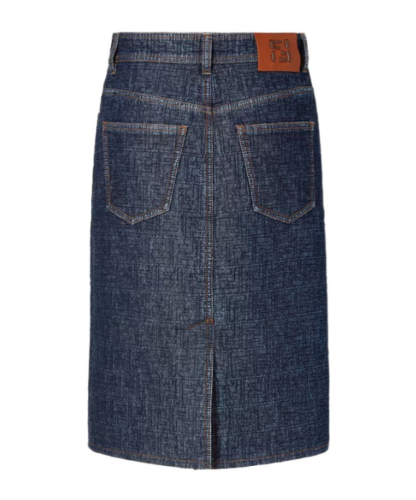 Fendi Ff Denim Skirt In Blue