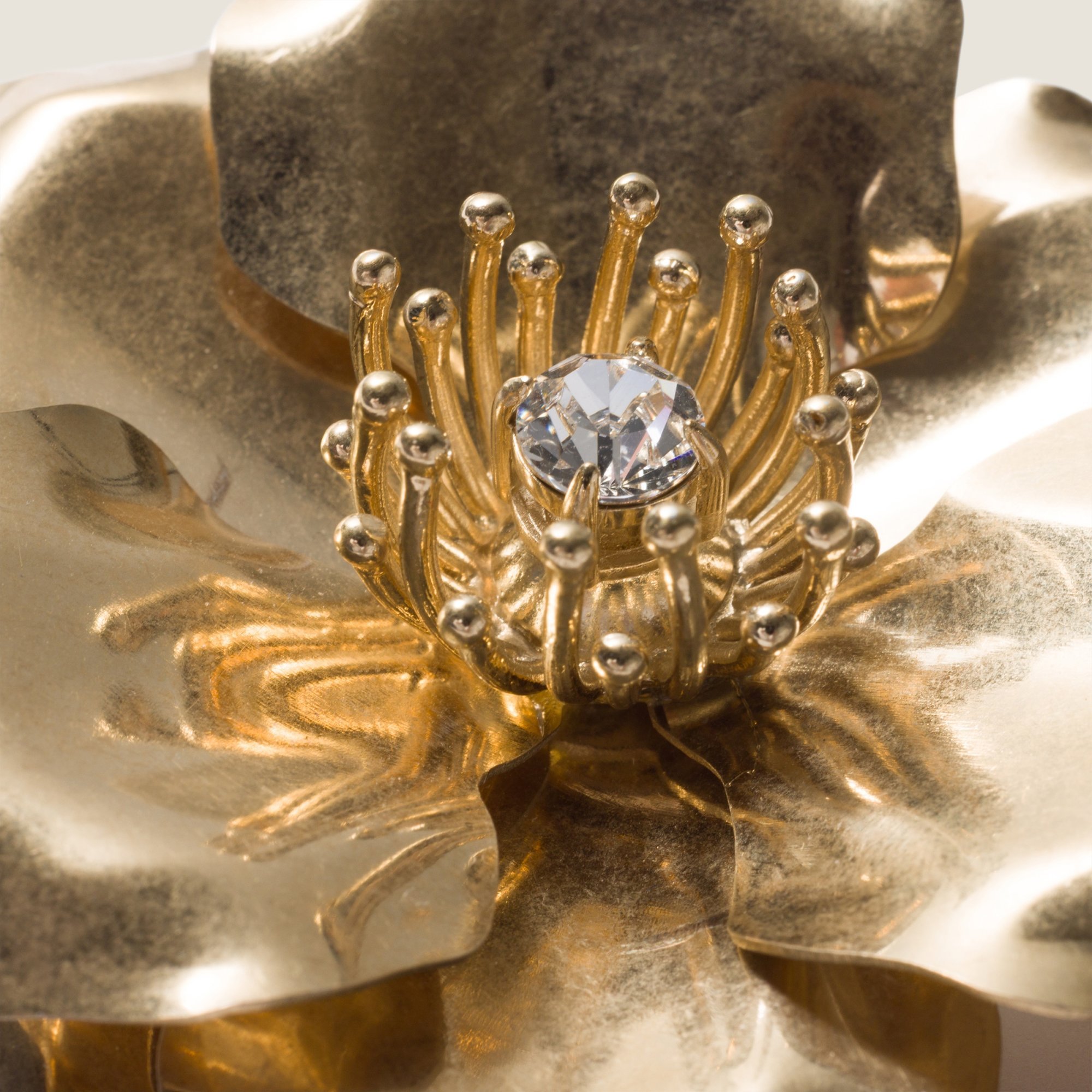 Miu Miu Metal Brooch With Crystal In Gold