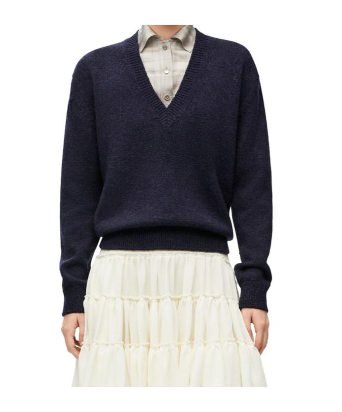 Loewe Trompe L'oeil Sweater In Wool And Silk In Black