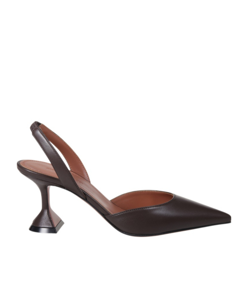 Amina Muaddi Pointed High-heeled Sandals In Brown