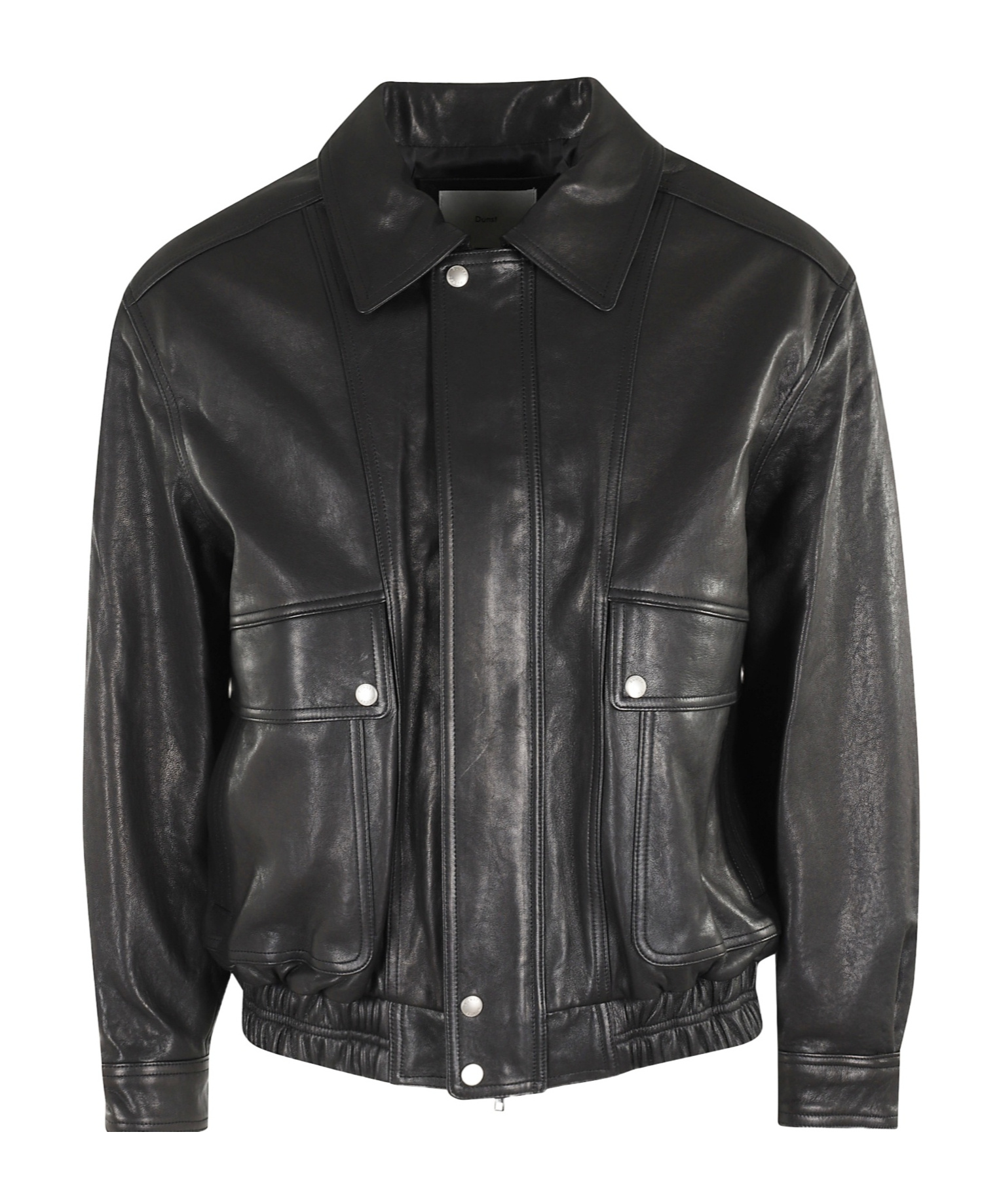 Dunst Unisex Oversized Vintage Leather Blouson Jacket Black In Black
