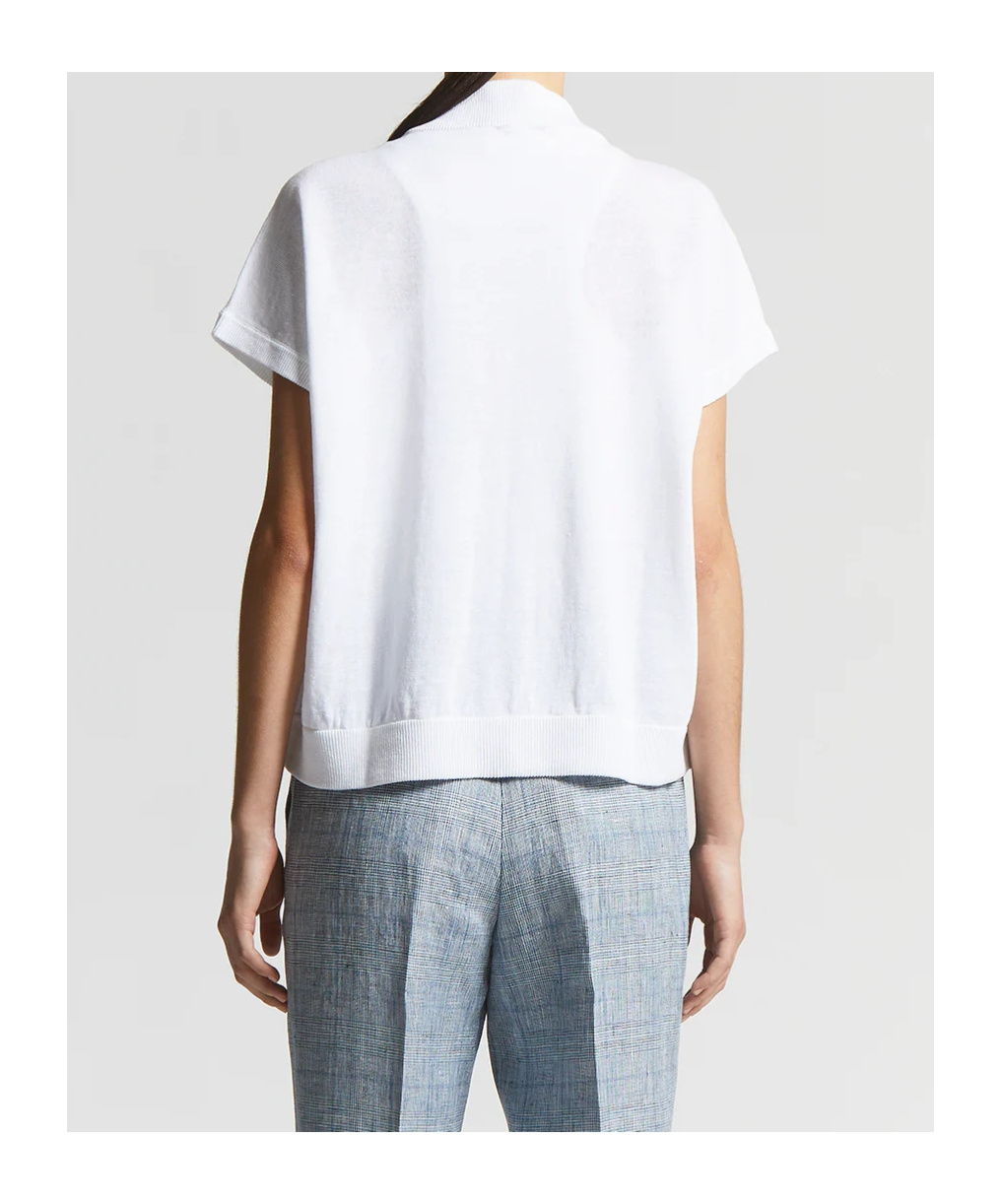 Peserico Short-sleeve Zip-up Knitwear Top In White