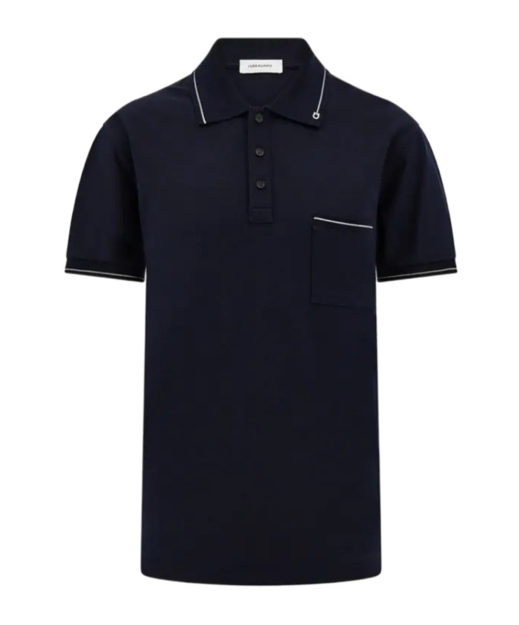 Ferragamo Gancini Pocket Trim Polo Shirt In Multi