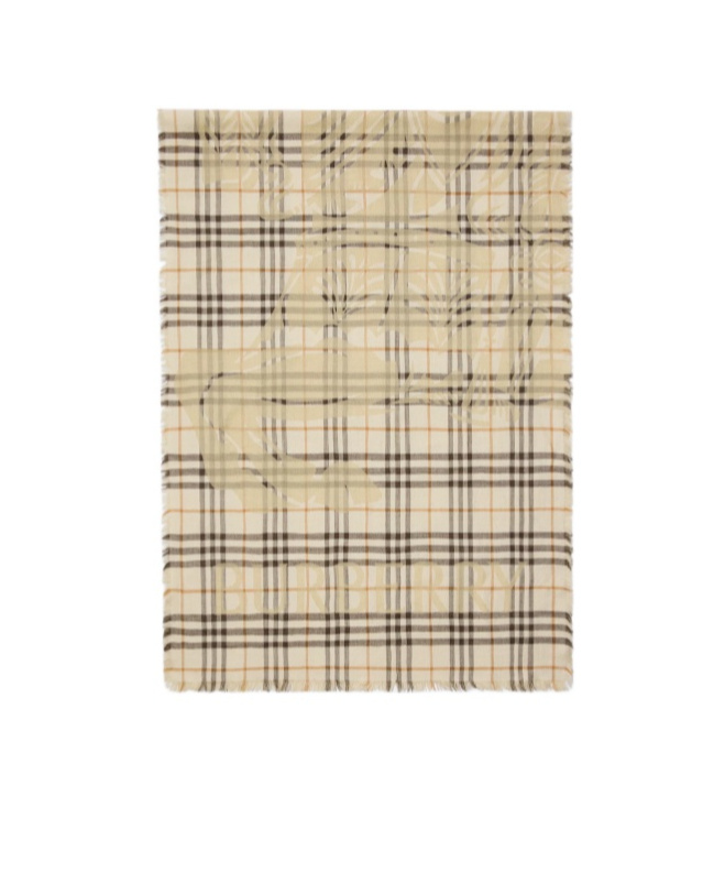 Burberry Wide Ekd Check Wool Silk Scarf In Neutral