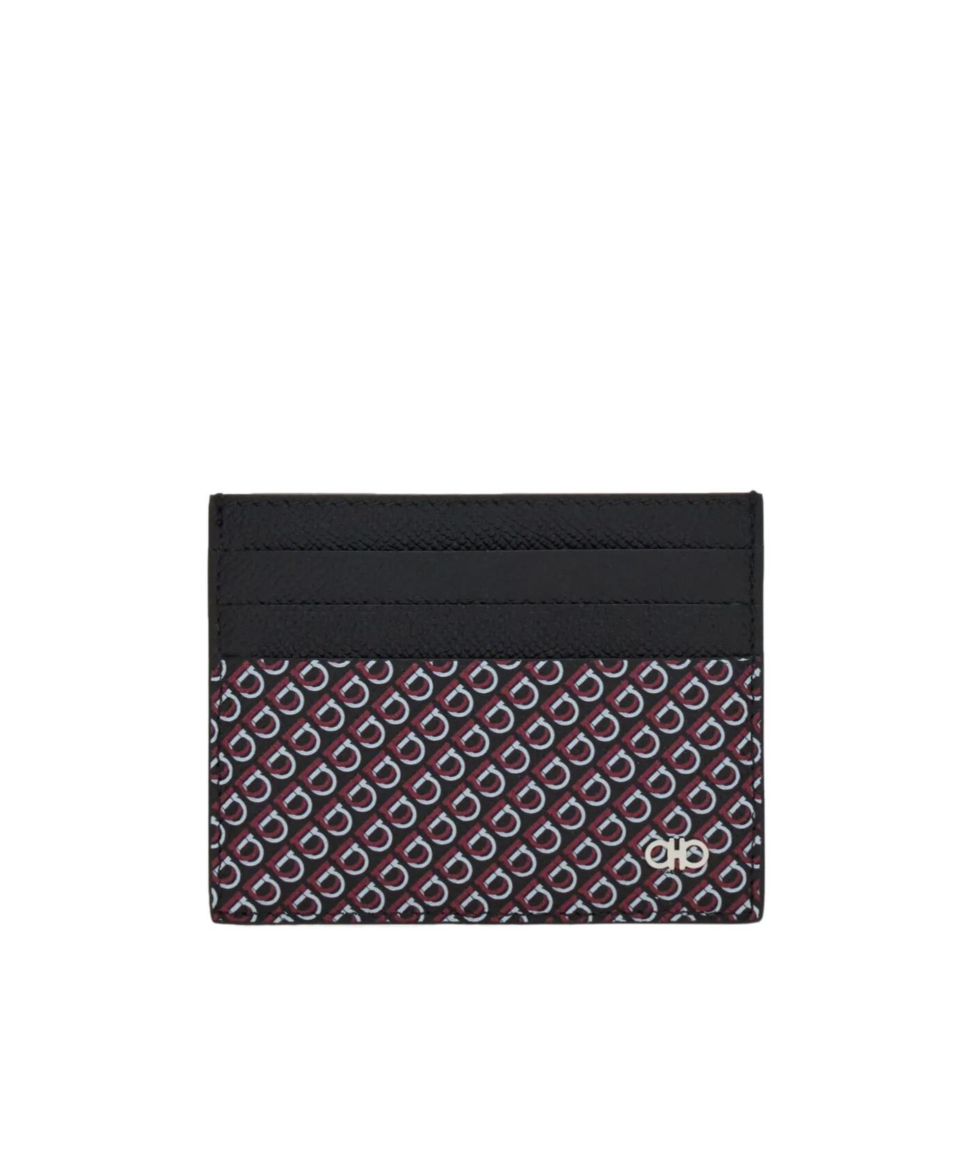 Ferragamo Gancio Print Textured Leather Card Case In Brown