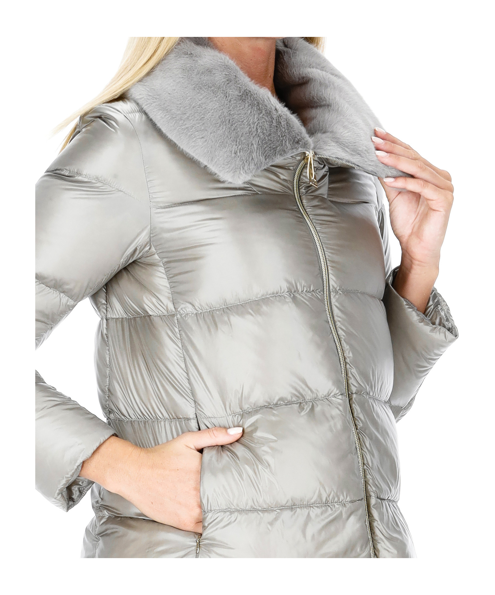 Herno Lapel Zipper Cotton Suit In Gray