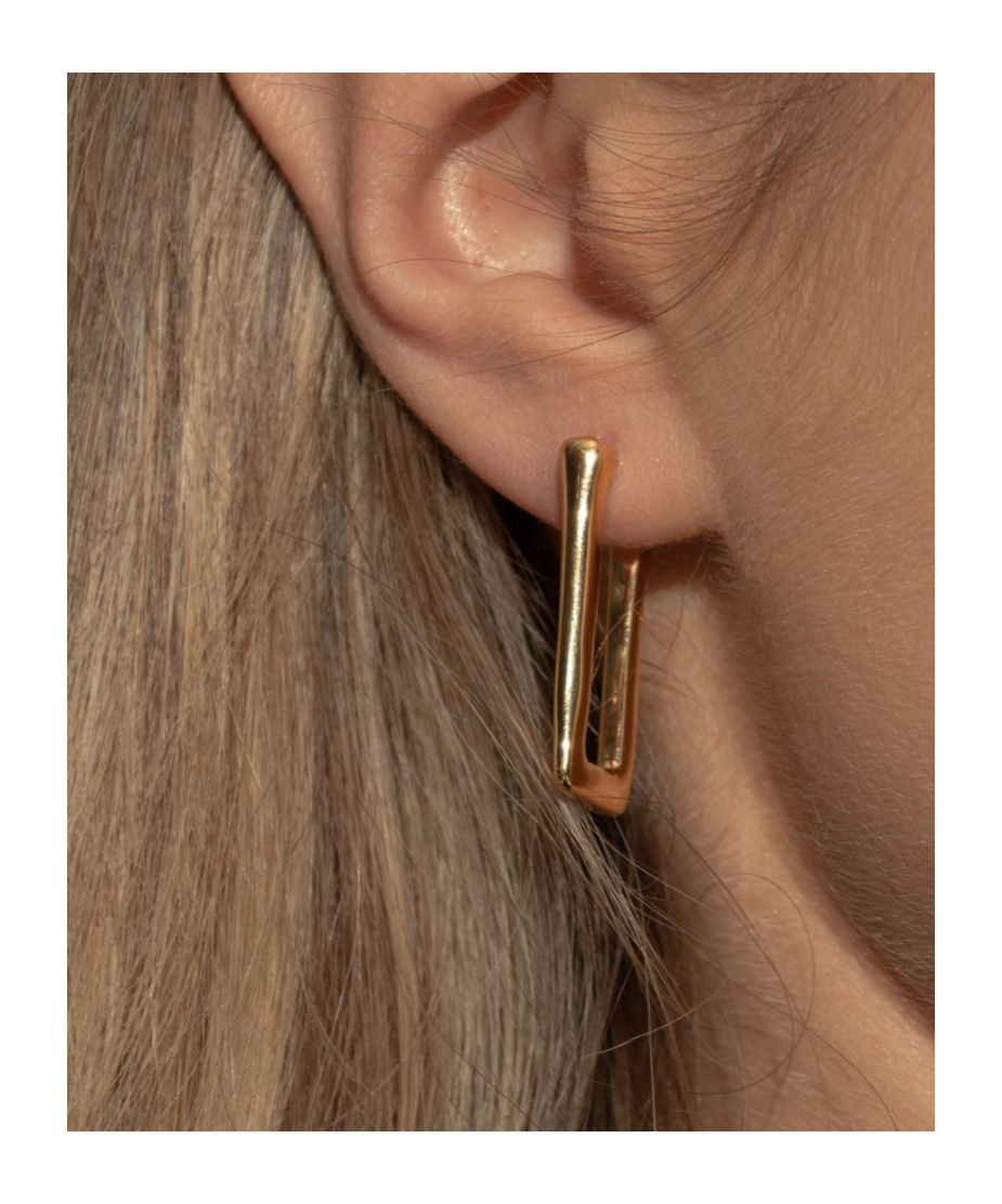 Jil Sander Rectangular Hoop Earrings In Yellow