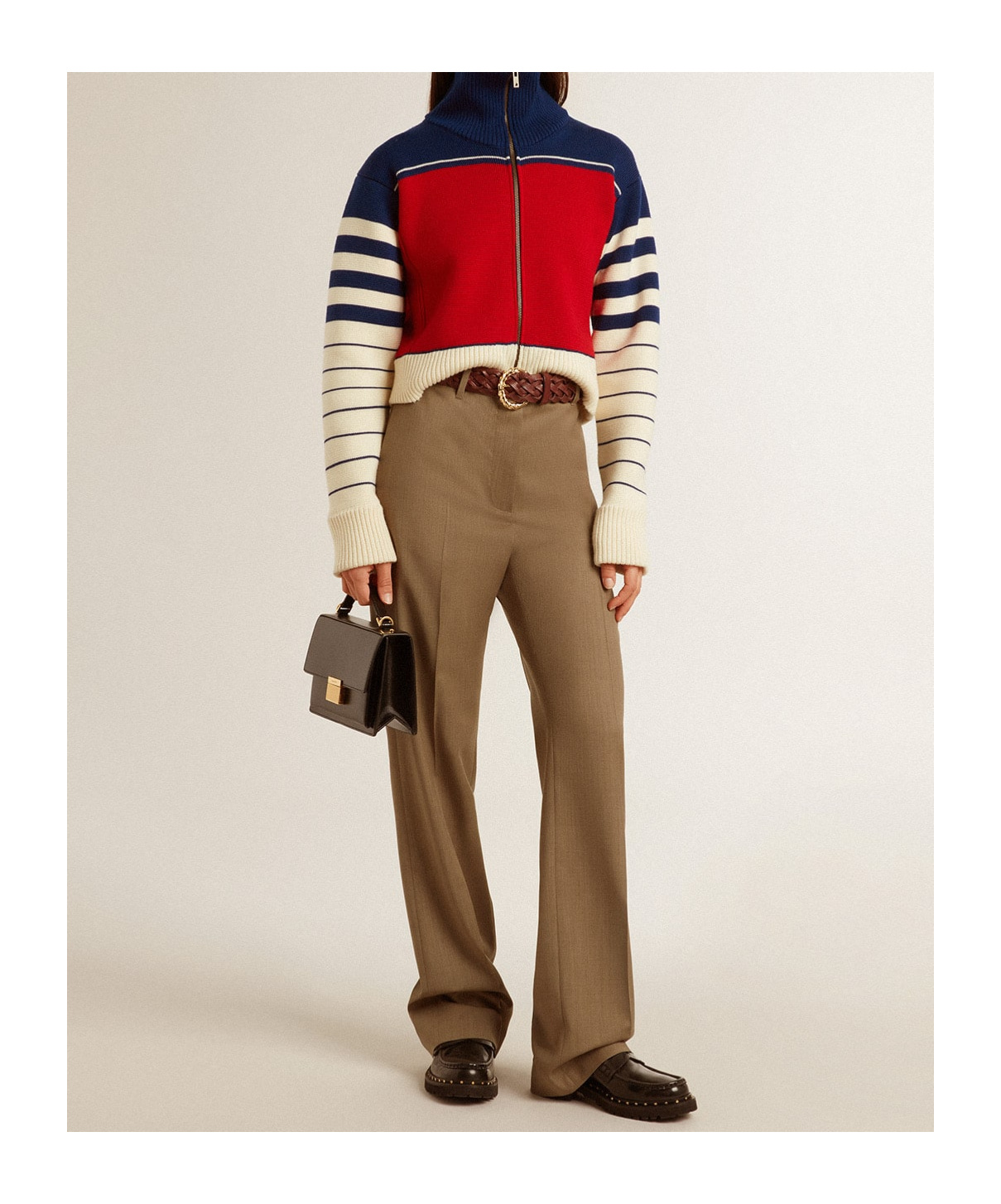 Golden Goose Long-sleeved Sweater Coat In Multicolor