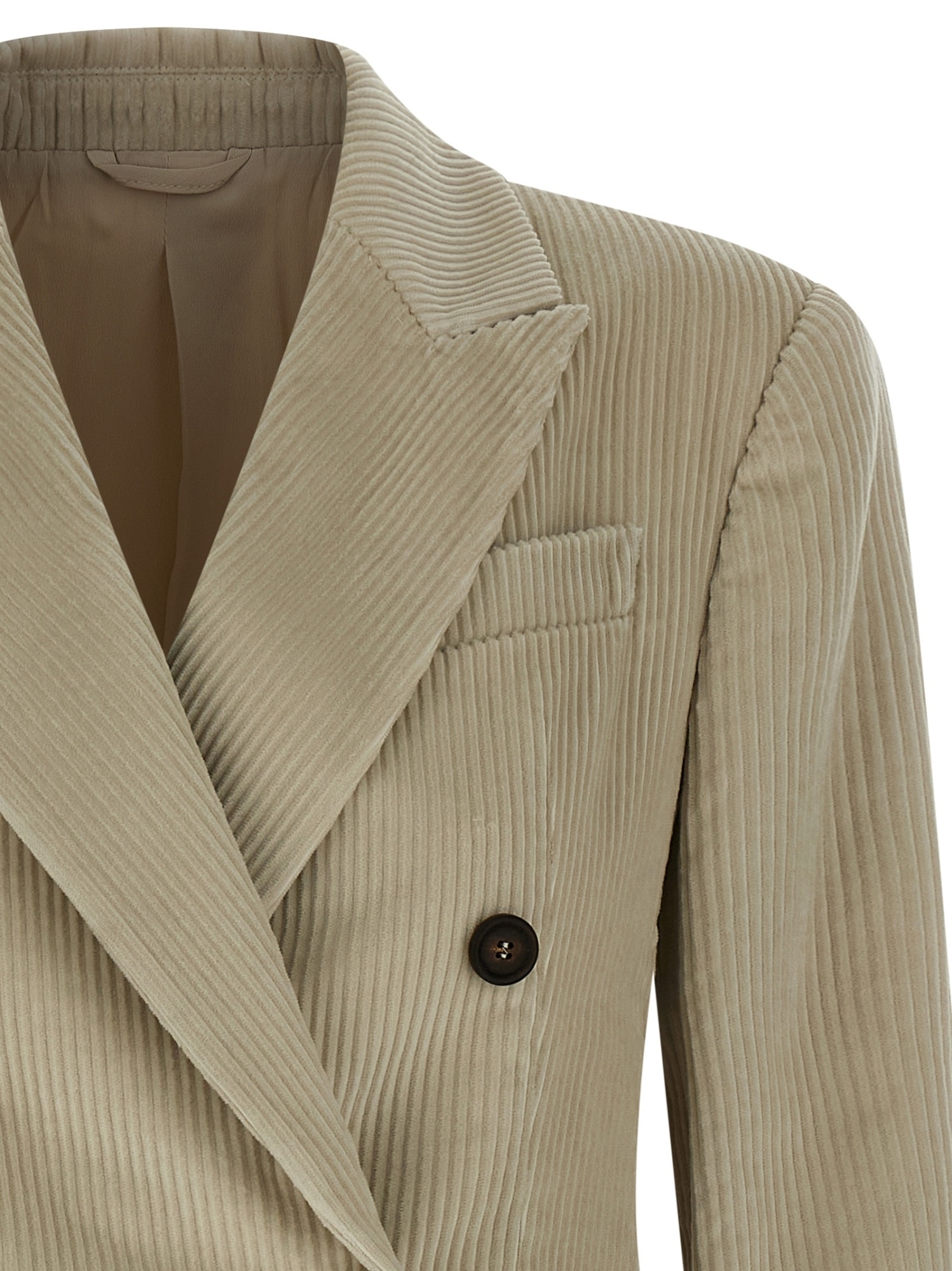 Brunello Cucinelli Corduroy Double-breasted Jacket In Neutral