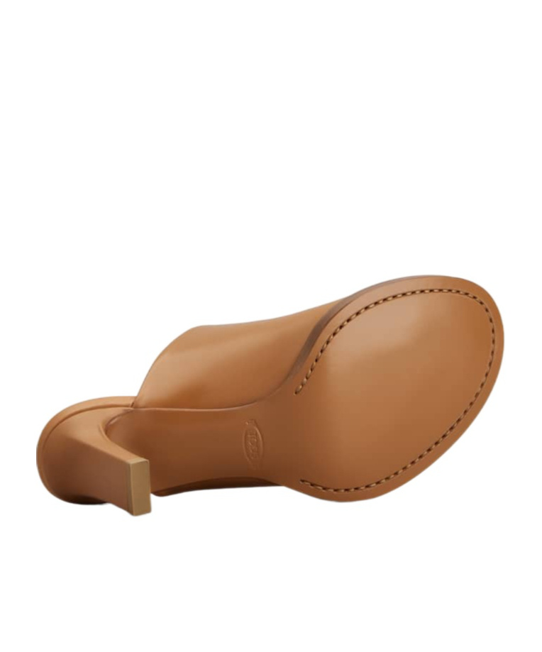 Tod's Heel Mules Leather Round Toe In Brown