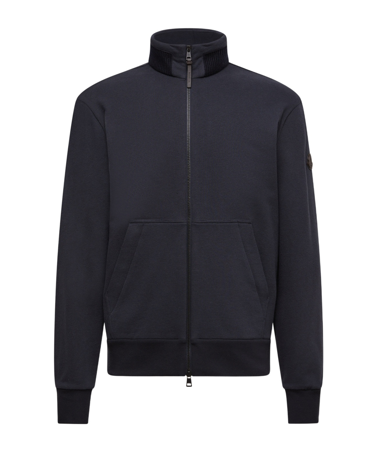 Moncler Cotton And Cashmere Zip-up Sweatshirt In Blue