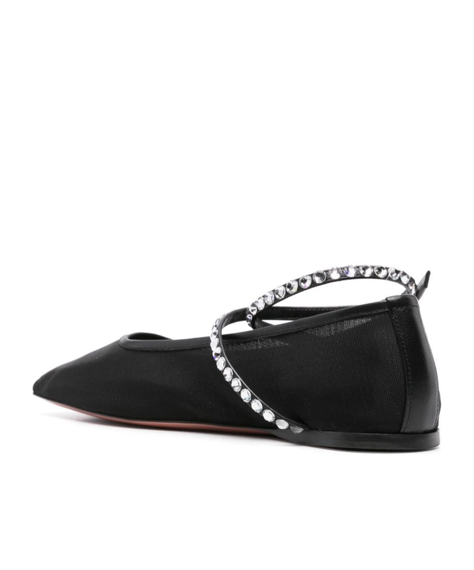 Amina Muaddi Ane Crystal-embellished Mesh Ballet Flats In Black