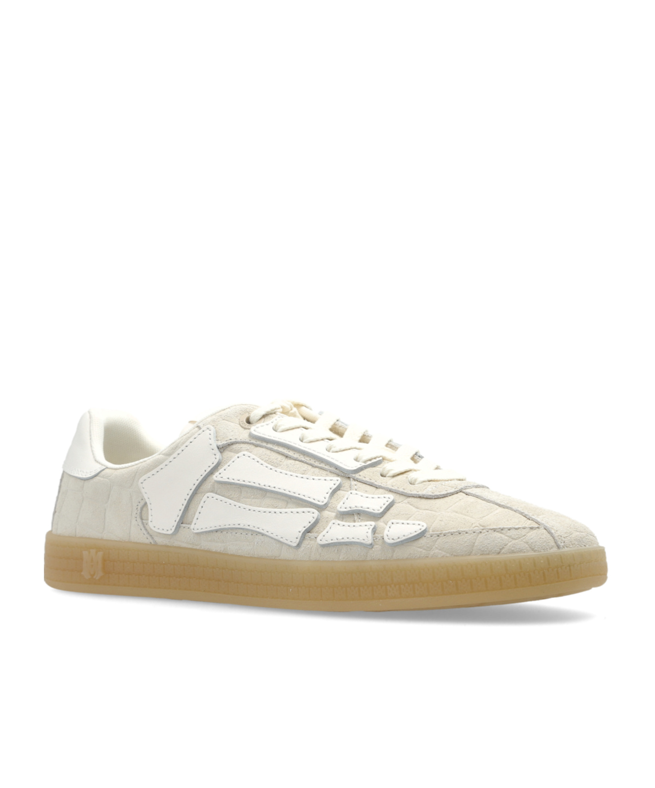 Amiri Croc Debossed Pacific Bones Sneakers In White