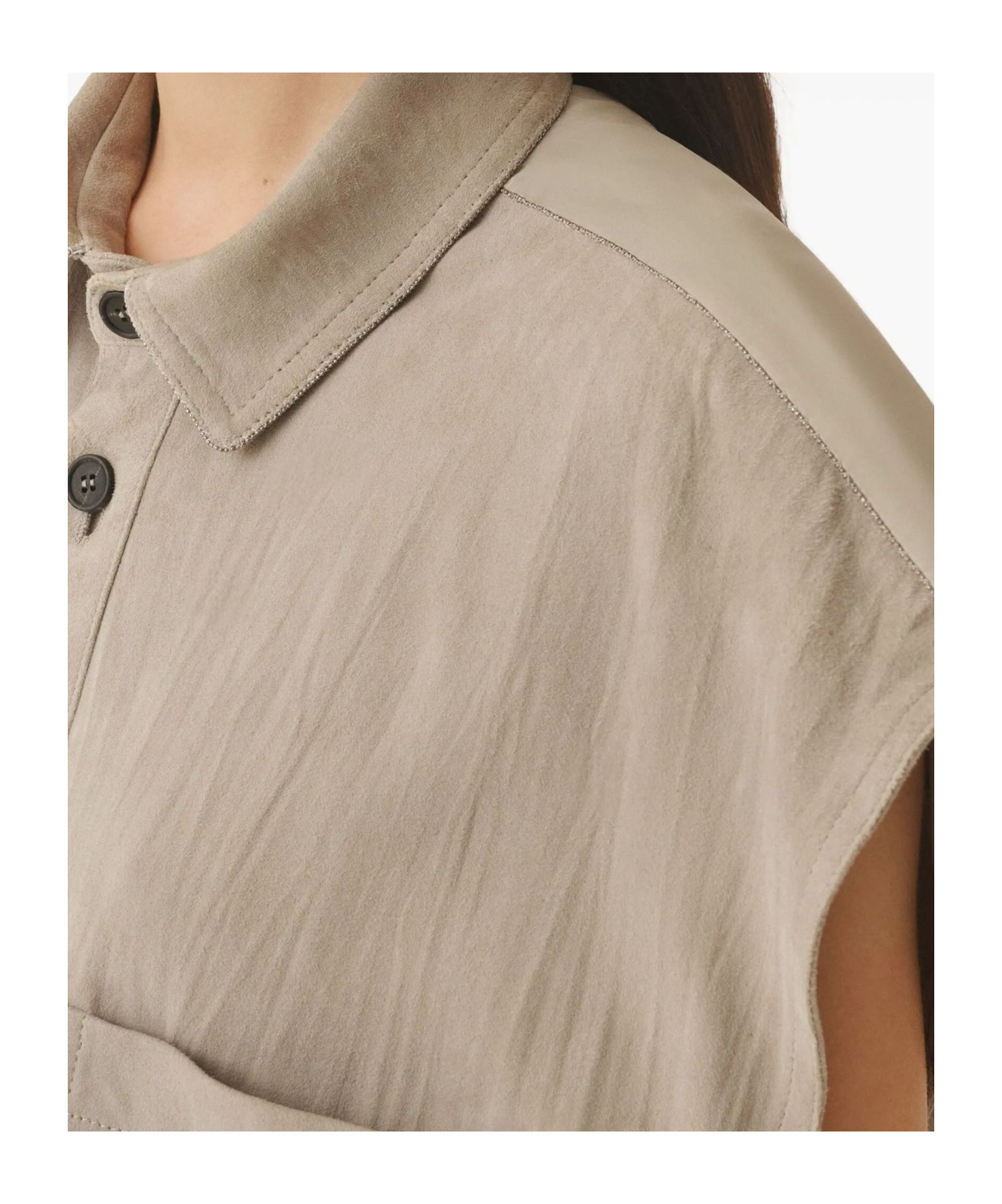 Fabiana Filippi Pleated Suede Bomber Jacket In Nude