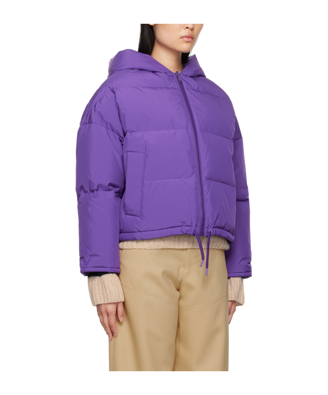 Yves Salomon Purple Hooded Reversible Down Jacket In Purple