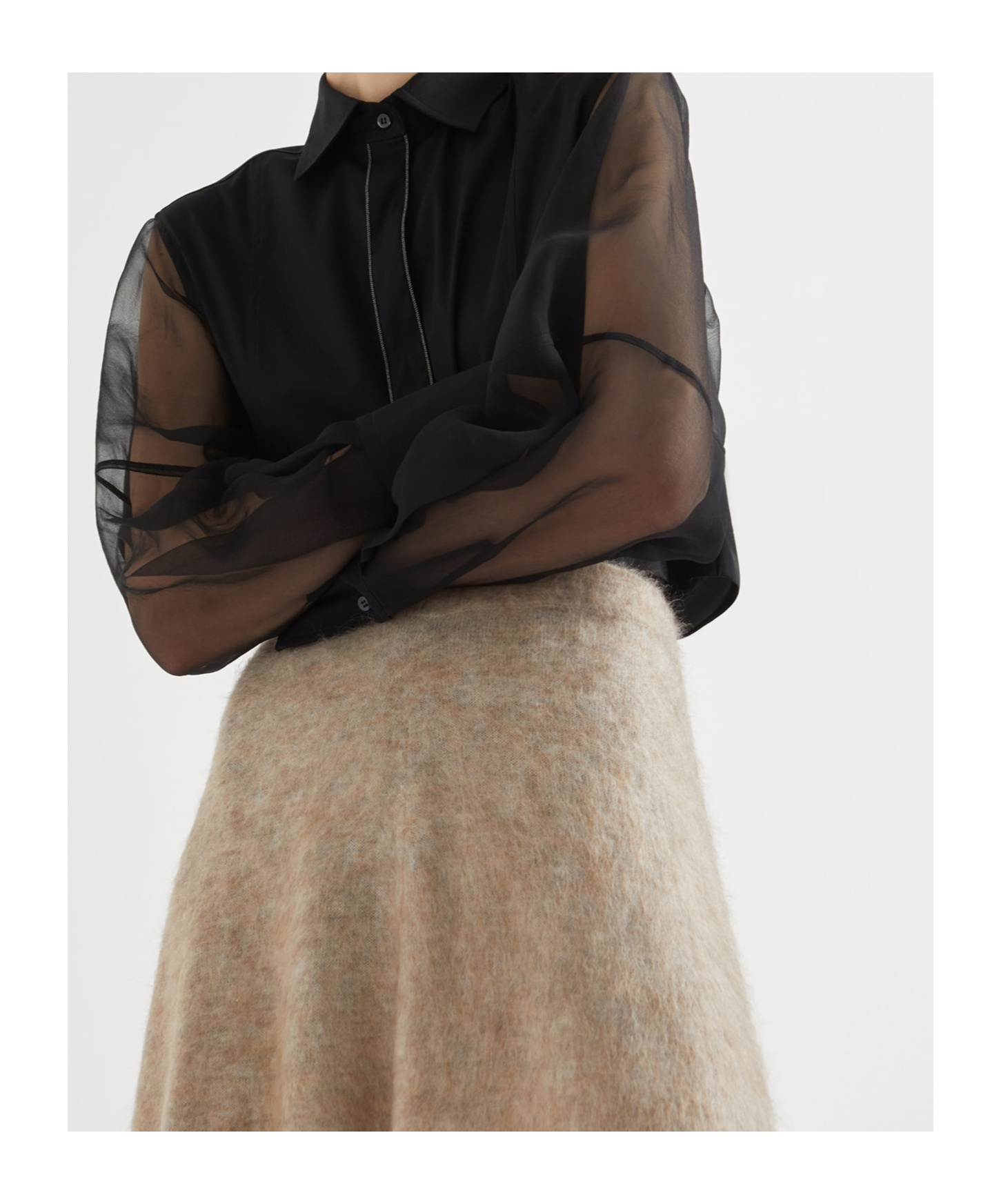 Brunello Cucinelli Wool And Cashmere-blend Midi Skirt In Nude