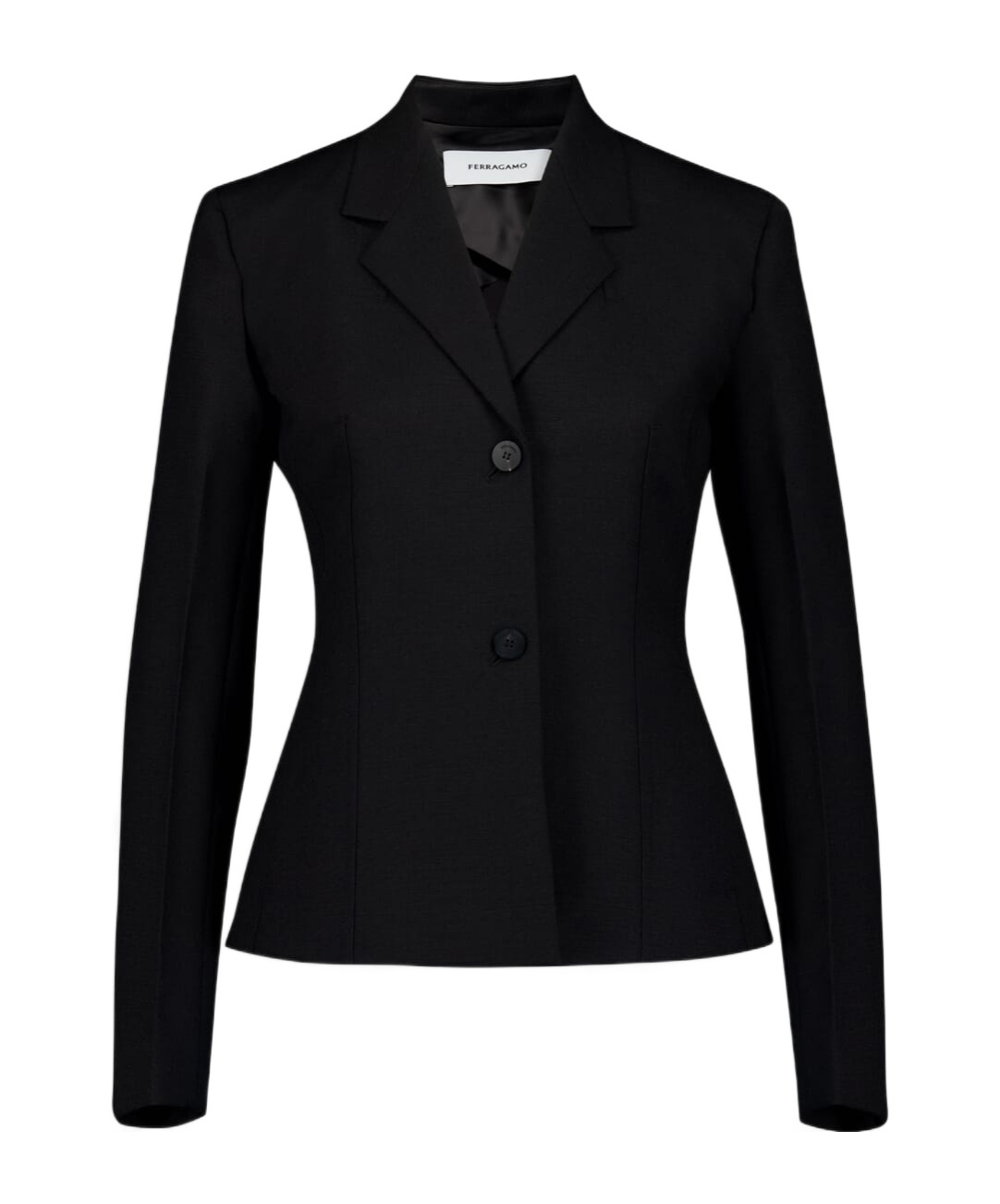 Ferragamo Wool Blazer Jacket With Cape Sleeves In Black