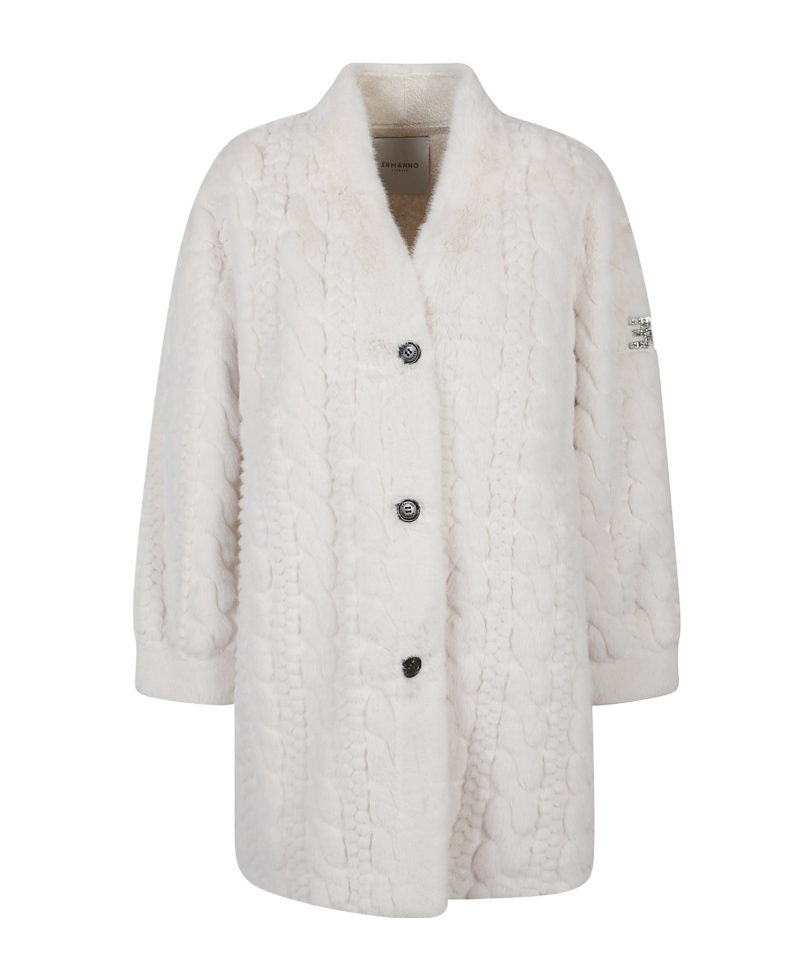 Ermanno Firenze Button Long-sleeved Coat In White