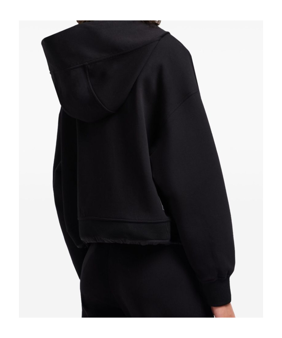 Emporio Armani Long Sleeve Hooded Drop Shoulder Two-way Zip Jacket In Black