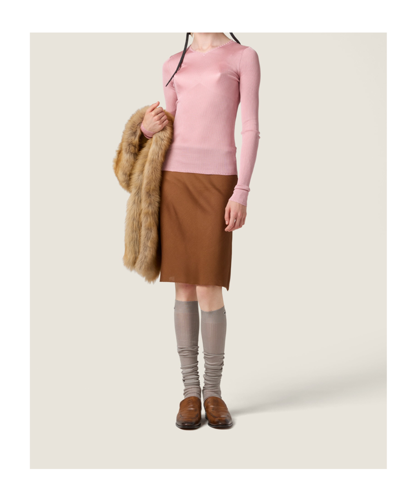 Miu Miu Silk V-neck Sweater In Pink