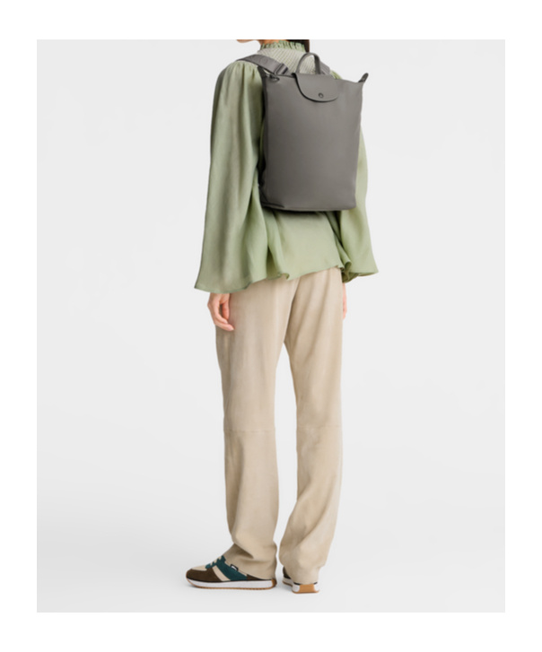 Longchamp Le Pliage Xtra M Leather Backpack In Gray