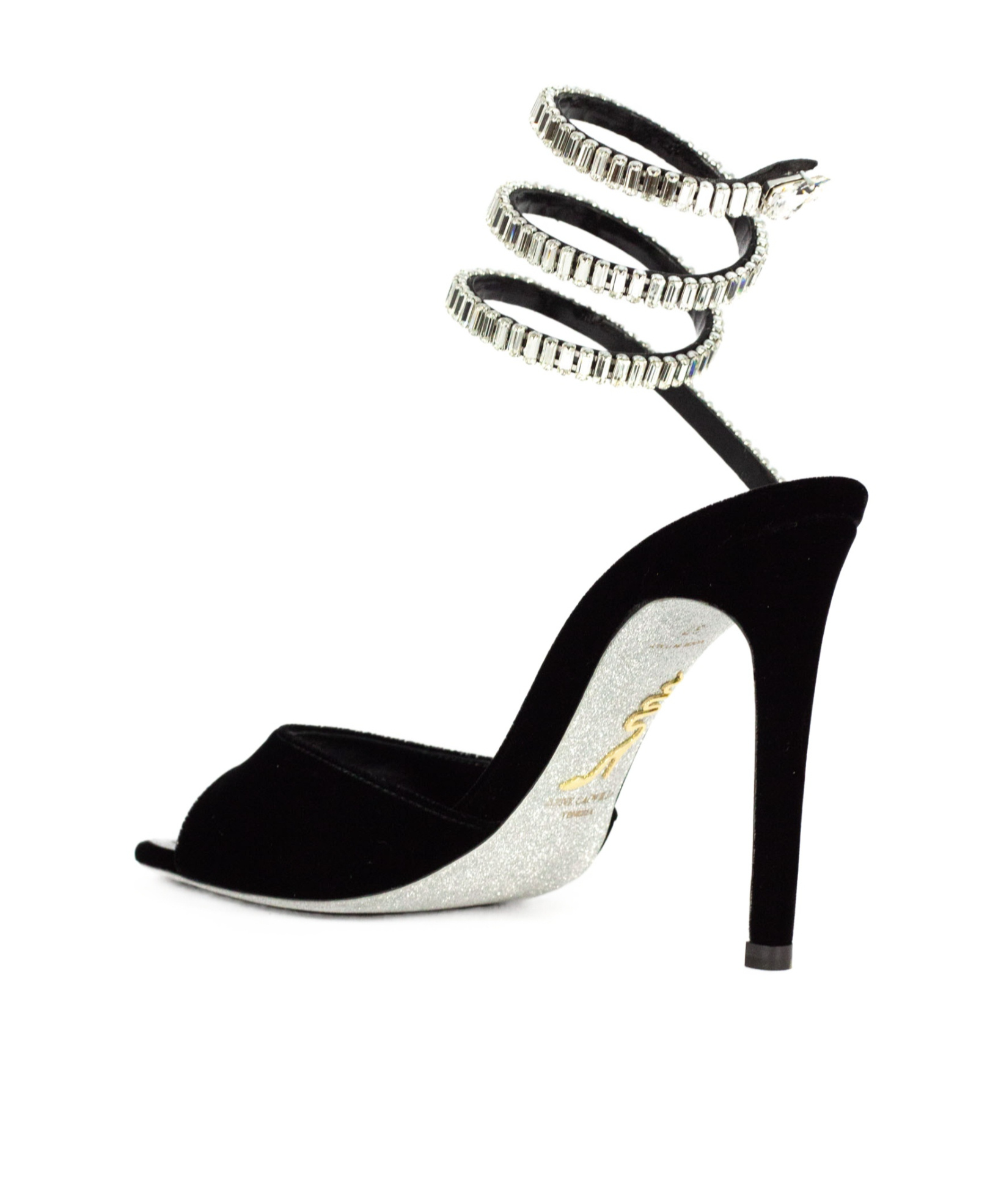 René Caovilla Round-toe High-heeled Sandals In Black
