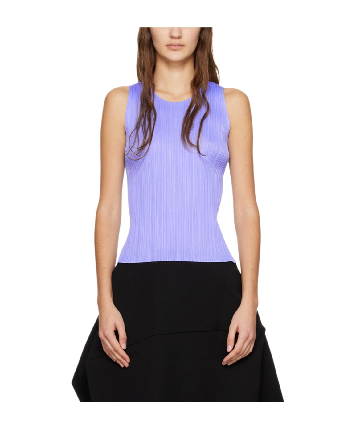 Issey Miyake Round-neck Pleated Vest In Black